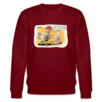Blindes Huhn - Stanley/Stella Unisex Bio-Sweatshirt CHANGER  - Burgunderrot - Vorne - Nik (191cm) & Marisol (170cm)