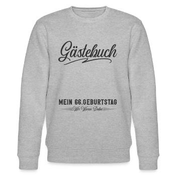 66. Geburtstag Gästebuch - Stanley/Stella Unisex Bio-Sweatshirt CHANGER  - Grau meliert - Vorne - Nik (191cm) & Marisol (170cm)