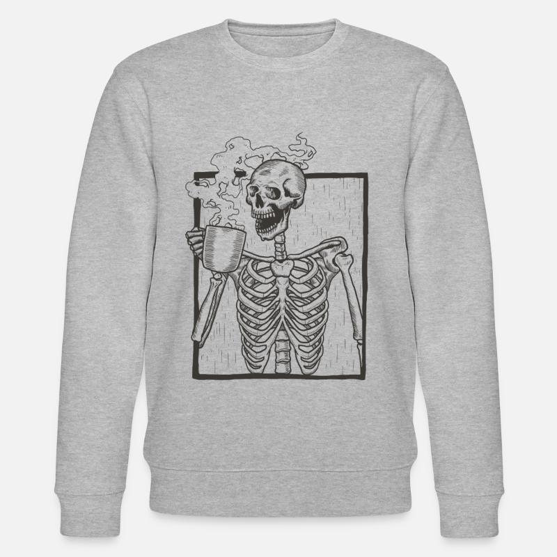 Skeleton portrait coffee gift - Stanley/Stella CHANGER Unisex Organic Sweatshirt - heather grey
