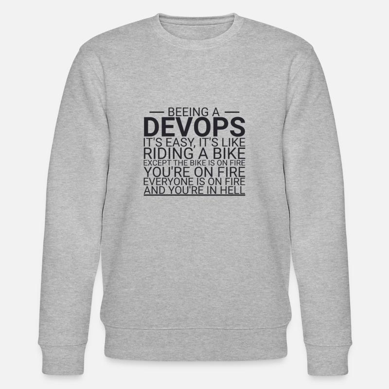 "DevOps Hell | Softwareentwicklung" - Stanley/Stella Unisex Bio-Sweatshirt CHANGER  - Grau meliert