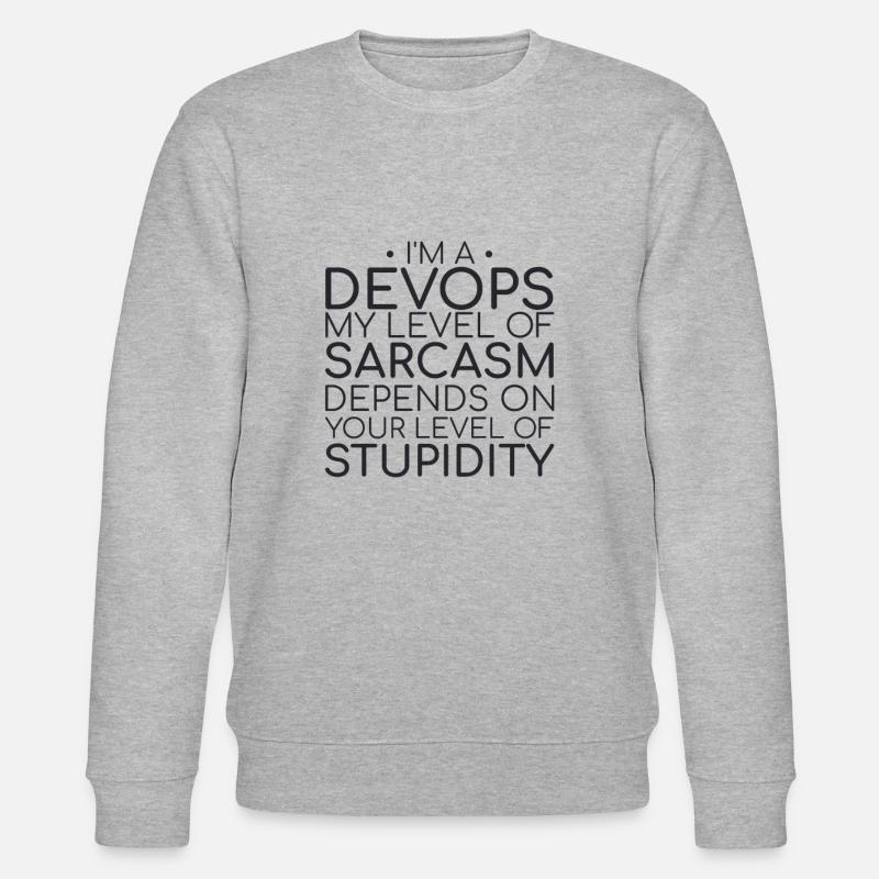 "DevOps Sarcasm | Softwareentwicklung" - Stanley/Stella Unisex Bio-Sweatshirt CHANGER  - Grau meliert