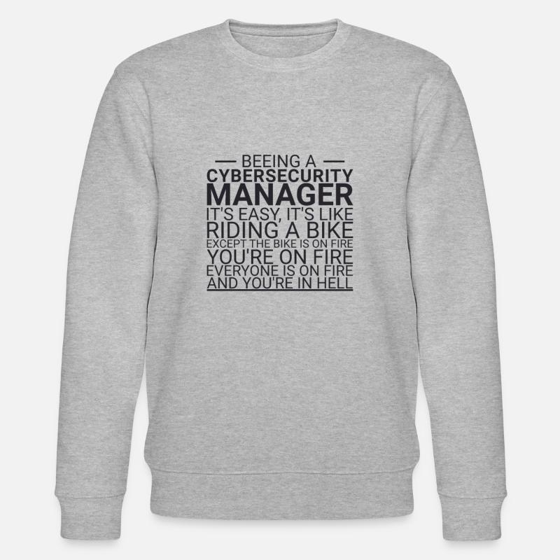"Cybersecurity Manager Hell | Cybersecurity" - Stanley/Stella CHANGER Unisex Organic Sweatshirt - heather grey