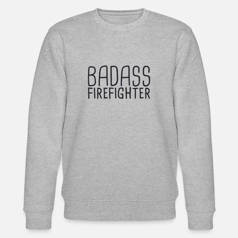 "Firefighter Badass | Fire Brigade" - Stanley/Stella CHANGER Unisex Organic Sweatshirt - heather grey