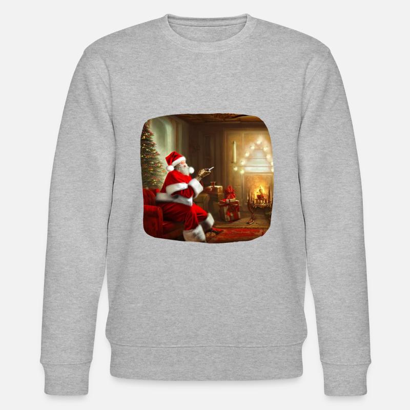 Weihnachtsmann im Wohnzimmer - Stanley/Stella Unisex Bio-Sweatshirt CHANGER  - Grau meliert
