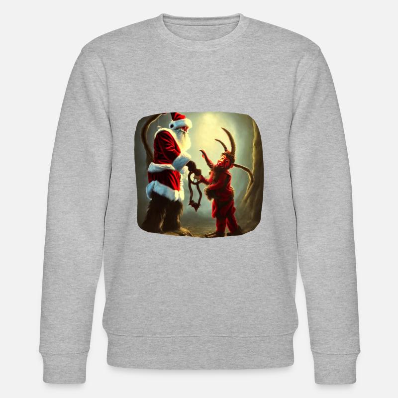 Weihnachtsmann & Krampus - Stanley/Stella Unisex Bio-Sweatshirt CHANGER  - Grau meliert