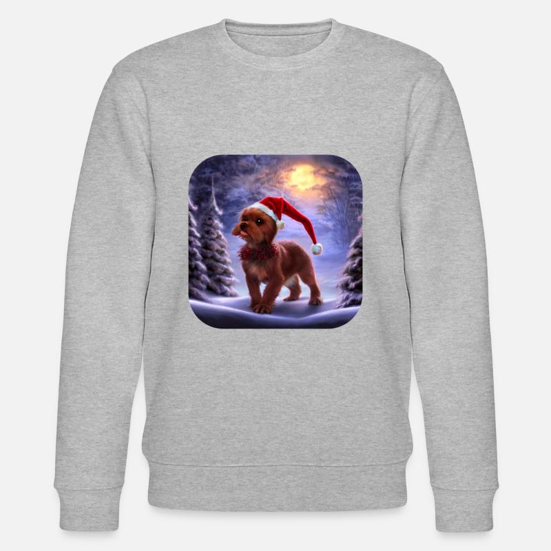 Motif de Noël chiot mignon - Sweat bio CHANGER Stanley/Stella Unisexe - gris chiné