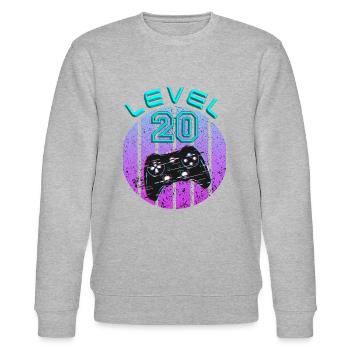20 Thin Birthday Gift - Stanley/Stella CHANGER Unisex Organic Sweatshirt - heather grey - Front - Nik (191cm) & Marisol (170cm)