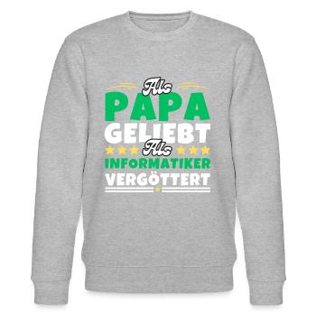 Als Papa geliebt, als Informatiker vergöttert - Stanley/Stella Unisex Bio-Sweatshirt CHANGER  - Grau meliert - Vorne - Nik (191cm) & Marisol (170cm)