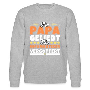 Als Papa geliebt, als Informatiker vergöttert - Stanley/Stella Unisex Bio-Sweatshirt CHANGER  - Grau meliert - Vorne - Nik (191cm) & Marisol (170cm)