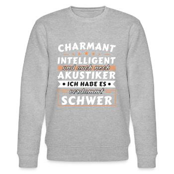 Charmant und intelligent - Akustiker Edition - Stanley/Stella Unisex Bio-Sweatshirt CHANGER  - Grau meliert - Vorne - Nik (191cm) & Marisol (170cm)