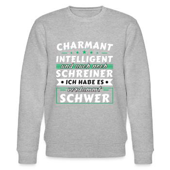 Charmant und intelligent - Schreiner Edition - Stanley/Stella Unisex Bio-Sweatshirt CHANGER  - Grau meliert - Vorne - Nik (191cm) & Marisol (170cm)