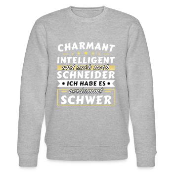 Charmant und intelligent - Schneider Edition - Stanley/Stella Unisex Bio-Sweatshirt CHANGER  - Grau meliert - Vorne - Nik (191cm) & Marisol (170cm)