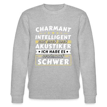 Charmant und intelligent - Akustiker Edition - Stanley/Stella Unisex Bio-Sweatshirt CHANGER  - Grau meliert - Vorne - Nik (191cm) & Marisol (170cm)