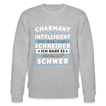 Charmant und intelligent - Schneider Edition - Stanley/Stella Unisex Bio-Sweatshirt CHANGER  - Grau meliert - Vorne - Nik (191cm) & Marisol (170cm)