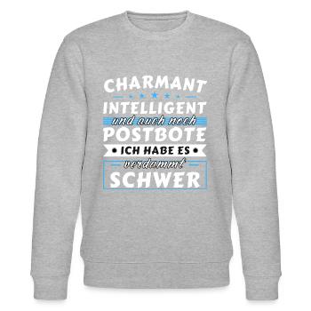 Charmant und intelligent - Postbote Edition - Stanley/Stella Unisex Bio-Sweatshirt CHANGER  - Grau meliert - Vorne - Nik (191cm) & Marisol (170cm)