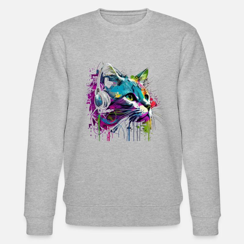 Chat avec écouteurs - Sweat bio CHANGER Stanley/Stella Unisexe - gris chiné