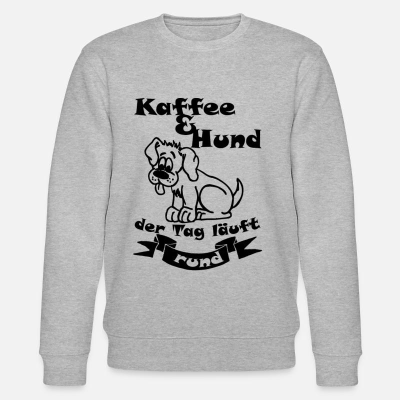 Kaffee und Hund laeuft - Stanley/Stella Unisex Bio-Sweatshirt CHANGER - Grau meliert