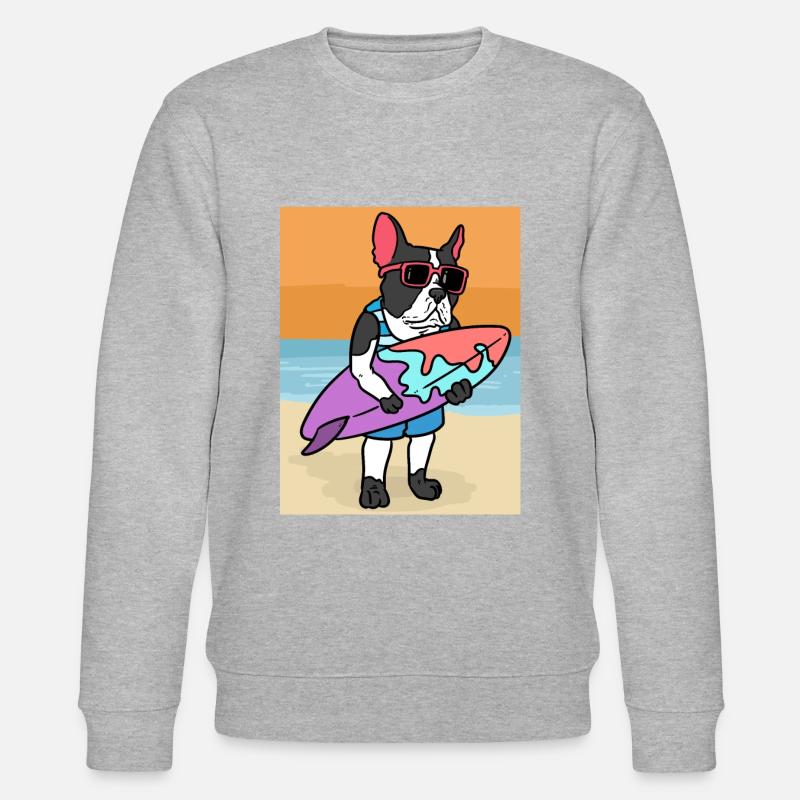 Great Dane Surfs Pitbull Surf - Stanley/Stella CHANGER Unisex Organic Sweatshirt - heather grey