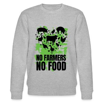 No farmers no food, and farm animal, farming, farm - Stanley/Stella CHANGER Unisex Organic Sweatshirt - heather grey - Front - Nik (191cm) & Marisol (170cm)