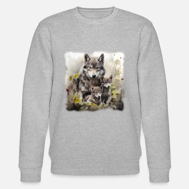 Wolfmother with two Cubs - Stanley/Stella Unisex Bio-Sweatshirt CHANGER  - Grau meliert