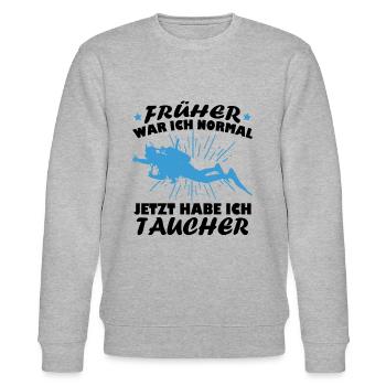 Früher war ich normal jetzt habe ich taucher - Stanley/Stella Unisex Bio-Sweatshirt CHANGER  - Grau meliert - Vorne - Nik (191cm) & Marisol (170cm)