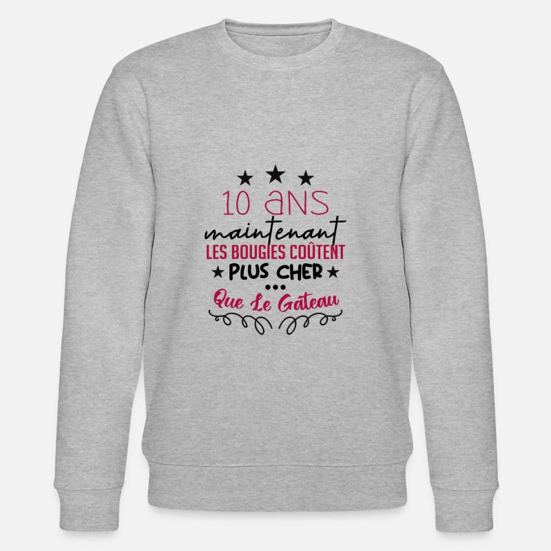 humour anniversaire 10 ans - Sweat bio CHANGER Stanley/Stella Unisexe - gris chiné