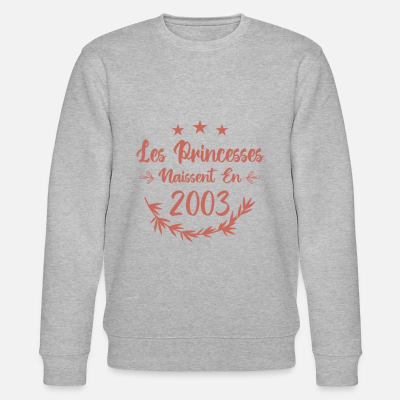 Les princesses naissent en 2003 - Sweat bio CHANGER Stanley/Stella Unisexe - gris chiné