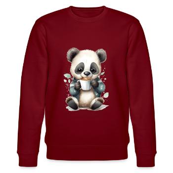 Koala with coffee watercolor style - Stanley/Stella CHANGER Unisex Organic Sweatshirt - burgundy - Front - Nik (191cm) & Marisol (170cm)