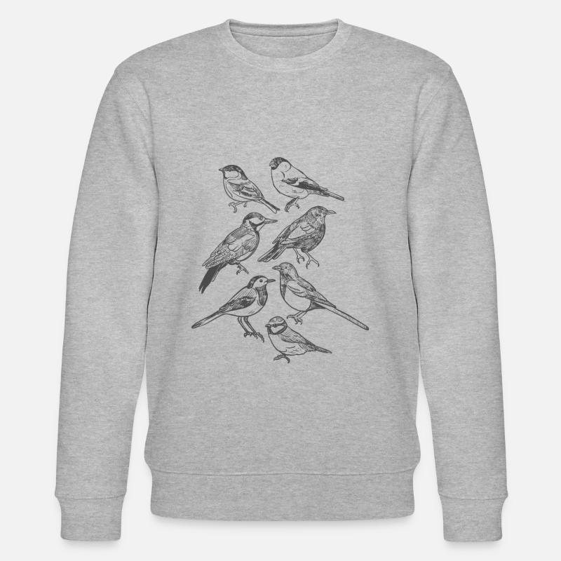 Oiseau à la main dessiné Oiseaux - Sweat bio CHANGER Stanley/Stella Unisexe - gris chiné