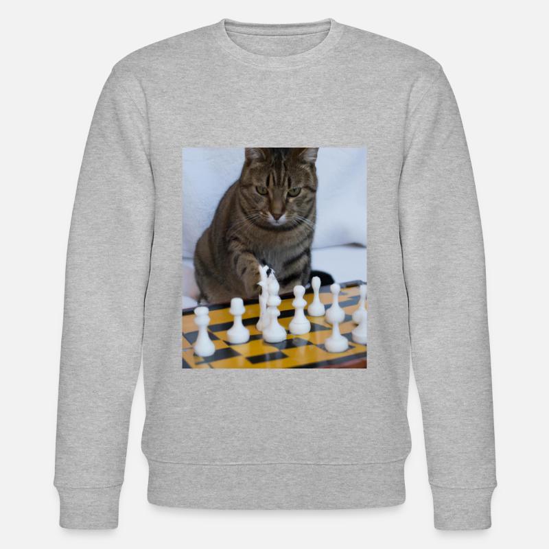 Katze spielt Schach - Stanley/Stella Unisex Bio-Sweatshirt CHANGER  - Grau meliert