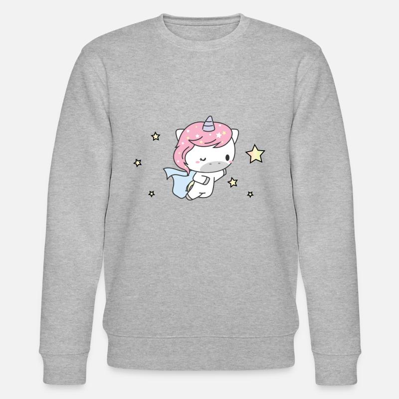 süsses Einhorn Superheld - Stanley/Stella Unisex Bio-Sweatshirt CHANGER  - Grau meliert
