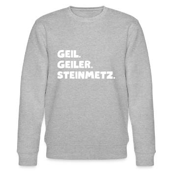 Geil. Geiler. Steinmetz - Stanley/Stella Unisex Bio-Sweatshirt CHANGER  - Grau meliert - Vorne - Nik (191cm) & Marisol (170cm)