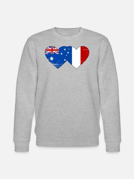 Australia France Flag Heart used - Stanley/Stella CHANGER Unisex Organic Sweatshirt - heather grey