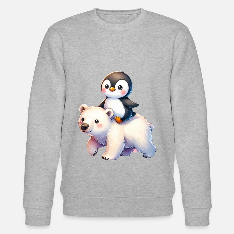 Pinguin und Eisbär Geschenk - Stanley/Stella Unisex Bio-Sweatshirt CHANGER  - Grau meliert