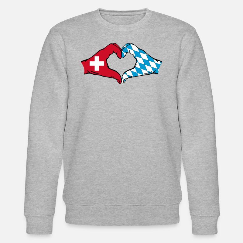 Suisse Bavière Drapeau Mains Coeur - Sweat bio CHANGER Stanley/Stella Unisexe - gris chiné