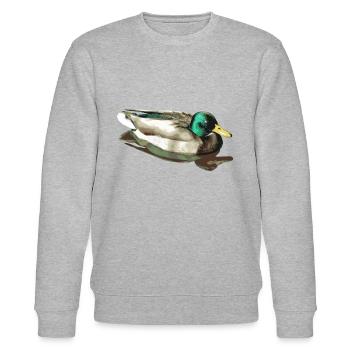 Die Wild Ente oder Stockente ist unverwechselbar - Stanley/Stella Unisex Bio-Sweatshirt CHANGER  - Grau meliert - Vorne - Nik (191cm) & Marisol (170cm)