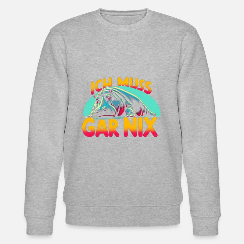 faules Nilpferd Spruch - Stanley/Stella Unisex Bio-Sweatshirt CHANGER  - Grau meliert