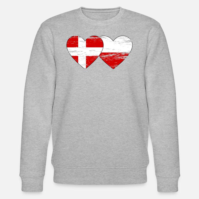 Danmark Polen Flag Hjerte Brugt - Stanley/Stella økologisk unisex-sweatshirt CHANGER  - grå meleret