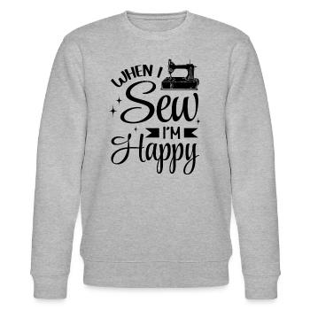 Quand je couds, je suis heureux - Sewing Machine Sewing Lover - Sweat bio CHANGER Stanley/Stella Unisexe - gris chiné - Devant - Nik (191cm) & Marisol (170cm)