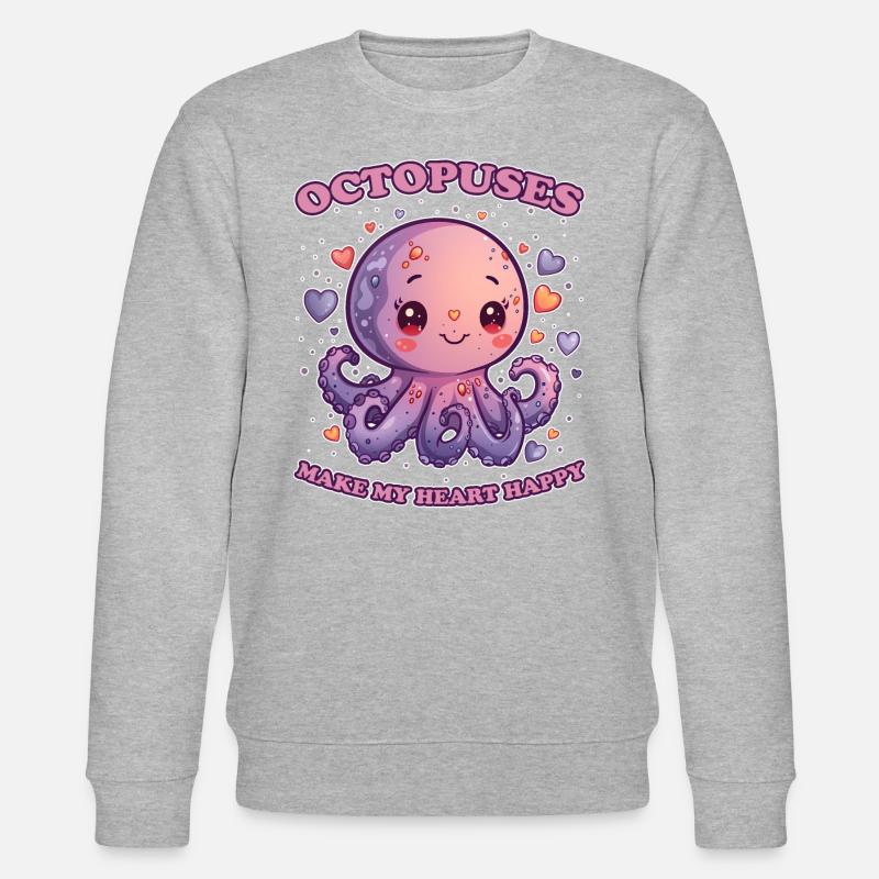 Funny Octopus Cephalopod Squid Gift - Stanley/Stella CHANGER Unisex Organic Sweatshirt - heather grey