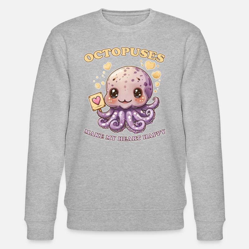 Funny Octopus Cephalopod Squid Gift - Stanley/Stella CHANGER Unisex Organic Sweatshirt - heather grey