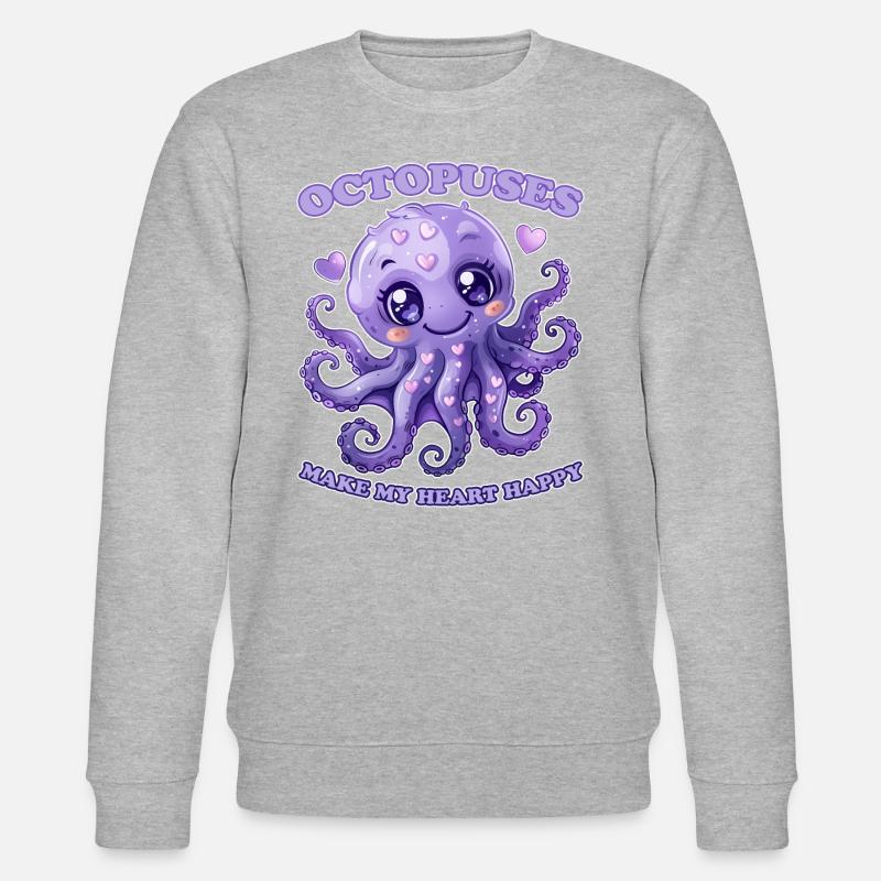 Funny Octopus Cephalopod Squid Gift - Stanley/Stella CHANGER Unisex Organic Sweatshirt - heather grey