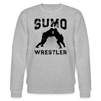 Lutteur de sumo Lutte de sumo Combattant de sumo - Sweat bio CHANGER Stanley/Stella Unisexe - gris chiné - Devant - Nik (191cm) & Marisol (170cm)
