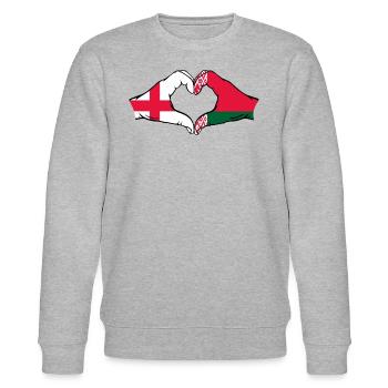 England Belarus Flagge Hände Herzform - Stanley/Stella Unisex Bio-Sweatshirt CHANGER  - Grau meliert - Vorne - Nik (191cm) & Marisol (170cm)