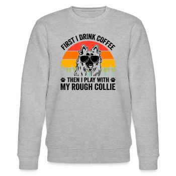 First I Drink Coffee Then I play with my Rough Col - Stanley/Stella Unisex Bio-Sweatshirt CHANGER  - Grau meliert - Vorne - Nik (191cm) & Marisol (170cm)