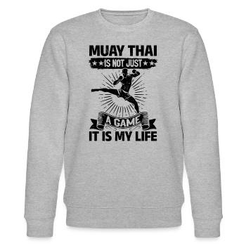 Le Muay Thai n’est pas seulement un jeu, c’est ma vie - Muay - Sweat bio CHANGER Stanley/Stella Unisexe - gris chiné - Devant - Nik (191cm) & Marisol (170cm)