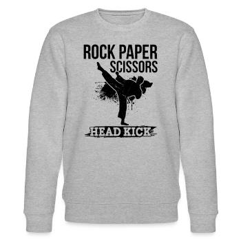 Funny Muay Thai - Rock Paper Scissors Head kick - Stanley/Stella Unisex Bio-Sweatshirt CHANGER  - Grau meliert - Vorne - Nik (191cm) & Marisol (170cm)