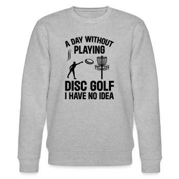 Une journée sans jouer au disc golf, je n’en ai aucune idée - D - Sweat bio CHANGER Stanley/Stella Unisexe - gris chiné - Devant - Nik (191cm) & Marisol (170cm)