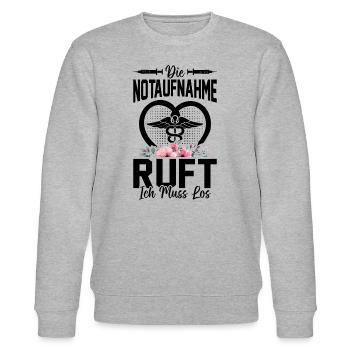 Die Notaufnahme ruft ich muss los - Notfallsanität - Stanley/Stella Unisex Bio-Sweatshirt CHANGER  - Grau meliert - Vorne - Nik (191cm) & Marisol (170cm)