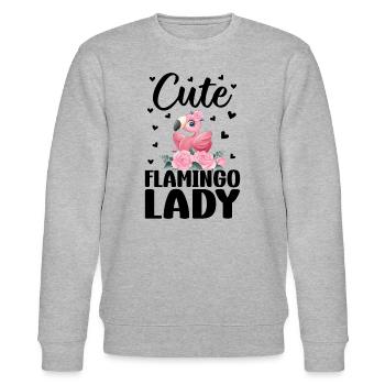 Flamingo Girl - Cute Flamingo Lady - Stanley/Stella Unisex Bio-Sweatshirt CHANGER  - Grau meliert - Vorne - Nik (191cm) & Marisol (170cm)